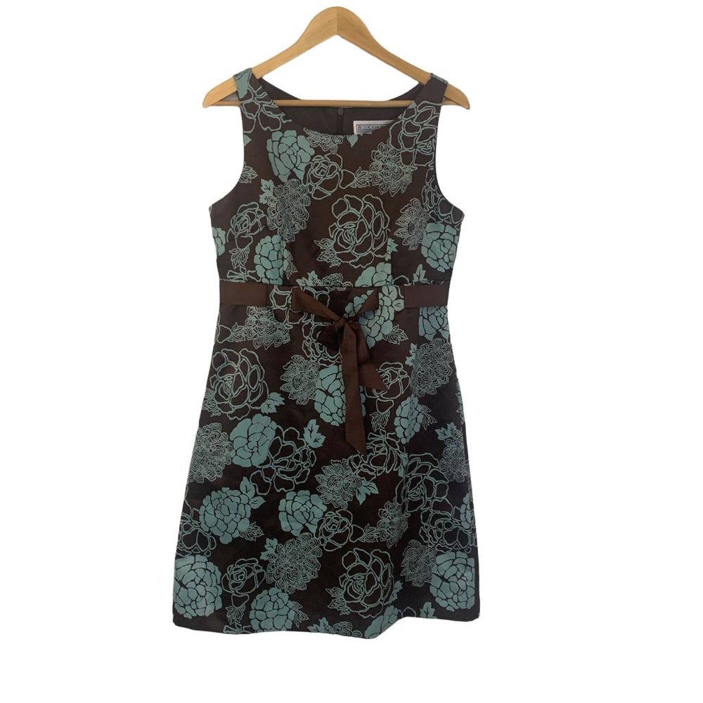 Jessica Howard Dress Blue Flower on Brown Size 12